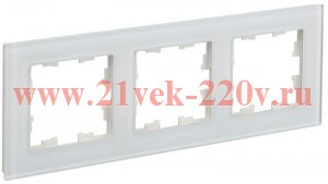 Рамка на 3 поста ИЭК BRITE стекло белый матовый (РУ-3-2-Бр) BR-M32-G-31-K01