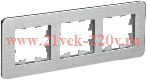 Рамка 3-м BRITE РУ-3-1-Бр метал. алюм. RE AL IEK BR-M32-M-21-K47