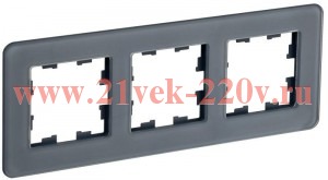 Рамка на 3 поста ИЭК BRITE стекло графит RE (РУ-3-2-Бр) BR-M32-G-41-K53