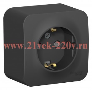 Розетка с заземлением со шторками Blanca Schneider Electric 16А 250В антрацит изол.пластина