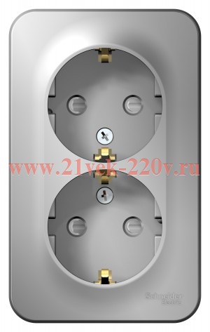 Розетка 2-ая с заземлением со шторками Blanca Schneider Electric 16А 250В алюминий изол.пластина