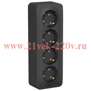 Розетка 4-ая с заземлением со шторками Blanca Schneider Electric 16А 250В антрацит изол.пластина