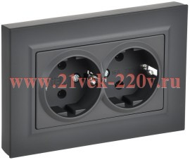 Розетка BRITE 2-я с з/к без з/ш пл 16А сб РСПл12-3-БрГ граф. IEK BR-R27-16-K53-F