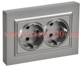 Розетка BRITE 2-я с з/к без з/ш пл 16А в сб РСПл12-3-БрС ст IEK BR-R27-16-K46-F