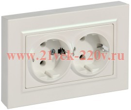 Розетка BRITE 2-я с з/к без з/ш пл 16А в сб РСПл12-3-БрЖ жем IEK BR-R27-16-K36-F