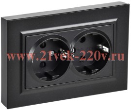 Розетка BRITE 2-я с з/к/ш пл 16А в сб. РСшПл12-3-БрЧ черн. IEK BR-R28-16-K02-F