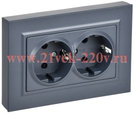 Розетка BRITE 2-я с з/к/ш пл 16А в сб. РСшПл12-3-БрМ мар. IEK BR-R28-16-K35-F