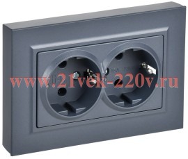 Розетка BRITE 2-я с з/к без з/ш пл 16А в сб РСПл12-3-БрМ мар IEK BR-R27-16-K35-F