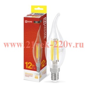 Лампа светодиодная LED-СВЕЧА НА ВЕТРУ-deco свеча на ветру прозрачная 12Вт 230В E14 3000К 1350лм IN H