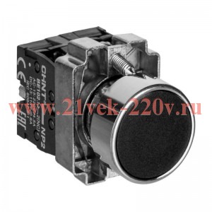 Кнопка управления NP2-BA25 без подсветки 1НО+1НЗ IP40 (R) черн. CHINT 573962