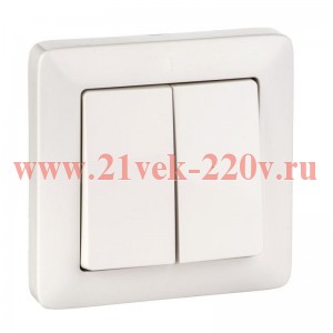 Двухклавишный выключатель Schneider Electric ХИТ 6А 250В с/у белый