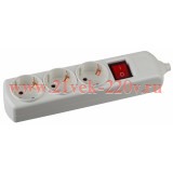 Колодка удлинителя 3-м 10/40/1200 с заземл. с выкл. ЭРА C0045322