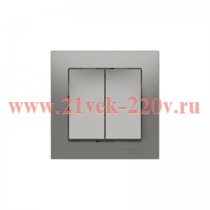 Выключатель 2-кл. AtlasDesign (сх. 5) 10AX быстрозажим. клем. в сборе сталь SE ATN000952S