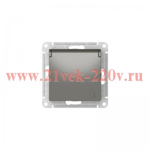 Розетка AtlasDesign 16А IP20 с заземл. со шторками с крышкой быстрозажим. клем. механизм сталь SE AT