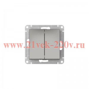 Выключатель 2-кл. AtlasDesign (сх. 5) 10AX быстрозажим. клем. механизм сталь SE ATN000951S