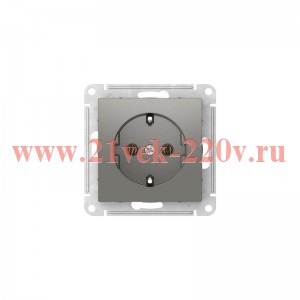 Розетка AtlasDesign 16А с заземл. быстрозажим. клем. механизм сталь SE ATN000943S