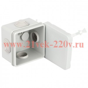 Распаячная коробка ЭРА KOR-65-65-50-4gv-MP серая 65х65х50мм с гермовводами 4 входа прямой монтаж IP5