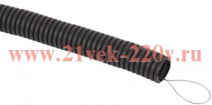 Труба гофрированная d40мм с протяжкой безгалоген. трудногорючая (FRHF) черн. (уп.25м) Эра Б0068910