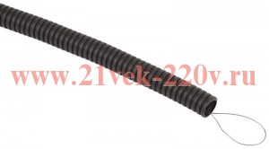 Труба гофрированная d16мм с протяжкой безгалоген. трудногорючая (FRHF) черн. (уп.100м) Эра Б0068906