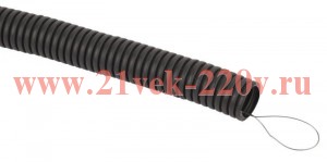 Труба гофрированная d32мм с протяжкой безгалоген. трудногорючая (FRHF) черн. (уп.50м) Эра Б0068909