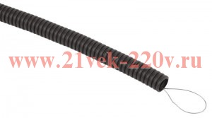 Труба гофрированная d20мм с протяжкой безгалоген. трудногорючая (FRHF) черн. (уп.100м) Эра Б0068907