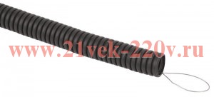 Труба гофрированная d25мм с протяжкой безгалоген. трудногорючая (FRHF) черн. (уп.75м) Эра Б0068908