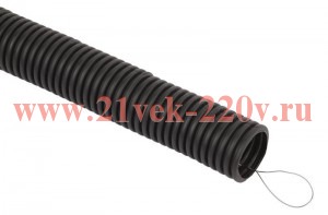 Труба гофрированная d50мм с протяжкой безгалоген. трудногорючая (FRHF) черн. (уп.20м) Эра Б0068911