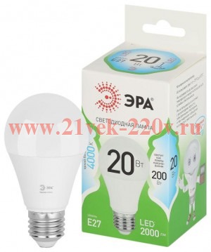 Лампа светодиодная GREEN LINE A60-20W-840-E27 GL 20Вт груша 4000К яркий свет бел. E27 Эра Б0067116