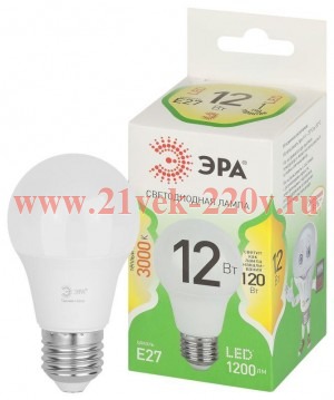 Лампа светодиодная GREEN LINE A60-12W-830-E27 GL 12Вт груша 3000К свет тепл. E27 Эра Б0067110