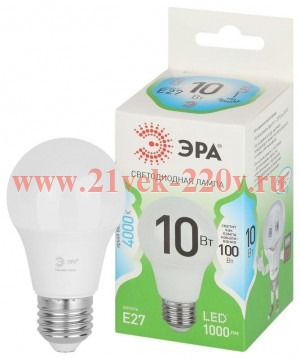 Лампа светодиодная GREEN LINE A60-10W-840-E27 GL 10Вт груша 4000К яркий свет бел. E27 Эра Б0067135