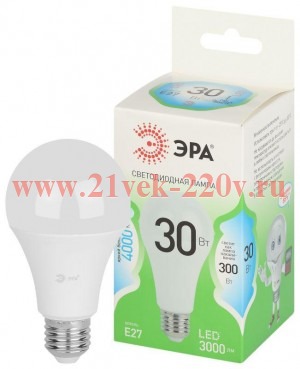 Лампа светодиодная GREEN LINE A65-30W-840-E27 GL 30Вт груша 4000К яркий свет бел. E27 Эра Б0067144