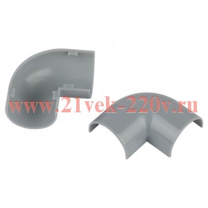 Угол для кабель-канала полукруглого 90град. 30х13мм T-90-KK-30-13-F сер. (уп.2шт) Эра Б0064967