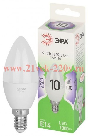 Лампа светодиодная GREEN LINE B35-10W-865-E14 GL 10Вт свеча 6500К свет холод. E14 Эра Б0067095