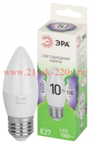 Лампа светодиодная GREEN LINE B35-10W-865-E27 GL 10Вт свеча 6500К свет холод. E27 Эра Б0067125