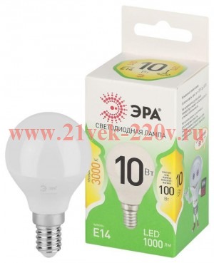Лампа светодиодная GREEN LINE P45-10W-830-E14 GL 10Вт шар 3000К свет тепл. E14 Эра Б0067065