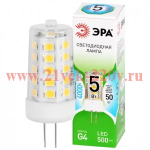 Лампа светодиодная ЭРА GREEN LINE LED G4-JC-5W-840-12V GL 5Вт капсула 12В яркий белый свет G4
