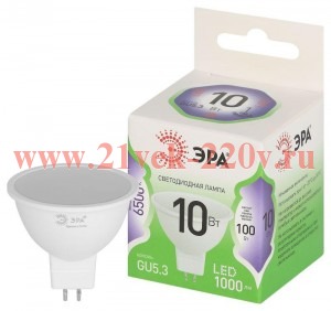 Лампа светодиодная GREEN LINE MR16-10W-865-GU5.3 GL 10Вт софит 6500К свет холод. GU5.3 Эра Б0066997