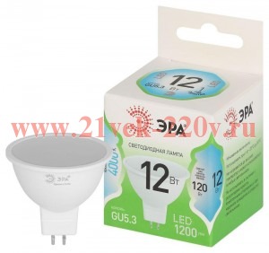 Лампа светодиодная GREEN LINE MR16-12W-840-GU5.3 GL 12Вт софит 4000К яркий свет бел. GU5.3 Эра Б0066