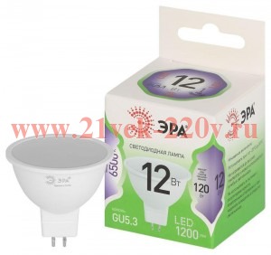 Лампа светодиодная GREEN LINE MR16-12W-865-GU5.3 GL 12Вт софит 6500К свет холод. GU5.3 Эра Б0067062