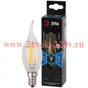 Лампа светодиодная ЭРА F-LED BXS-9W-840-E14 9Вт филамент свеча на ветру нейтральный белый свет Е14