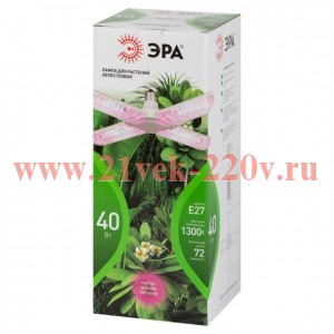 Лампа светодиодная GREEN LINE ФИТО-40W-PL-E27-GR 40Вт E27 для растений 4-х лепестковая красн./син. с