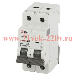 Выключатель автоматический 2п B 40А 6кА ВА47-63 PRO VA63-2P40B6 Эра Б0063100