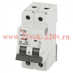 Выключатель автоматический 2п B 6А 6кА ВА47-63 PRO VA63-2P06B6 Эра Б0063081