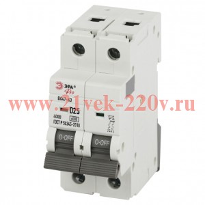 Выключатель автоматический 2п D 25А 6кА ВА47-63 PRO VA63-2P25D6 Эра Б0063215