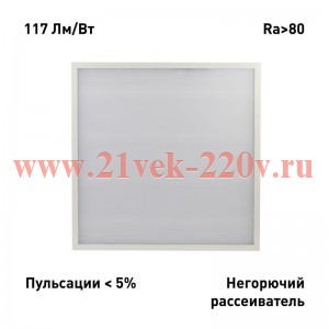 Светильник светодиодный SPO-6-24-6K-M 24Вт 6500К 2800Лм 117Лм/Вт IP40 595х595х19 матов. Эра Б0061290