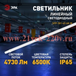 Светильник светодиодный SPP-301-45-6K-M 45Вт 6500К IP54 4730лм 1220х39х31 линейный матов. Эра Б00669