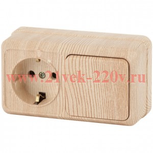 Блок розетка с выключателем Intro Quadro 2-701-11 одноклавишным горизонтальный 10(16)А-250В, IP20, О