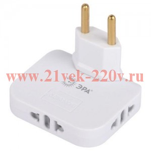 Разветвитель электрический 3-м 10А SPF-3-FL поворотн. бел. Эра Б0069088