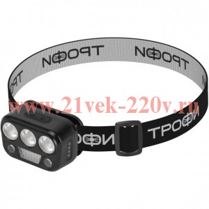 Фонарь налобный светодиодный Трофи GA-105 аккумуляторный 3+3+3 Bт сенсорное управление 5 режимов