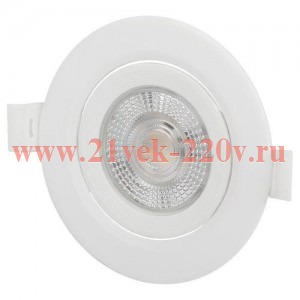 Светильник светодиодный KLLED 25A-5 3K WH 5Вт 3000К круглый поворотн. встраив. бел. Эра Б0068128